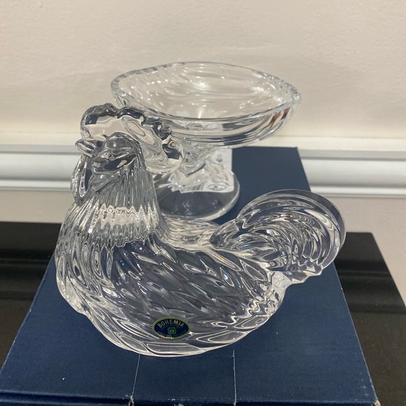 Bohemian 24% Lead Crystal Rooster Candy Dish - Picture 2 of 7
